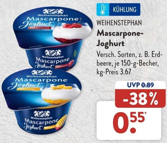 Weihenstephan Mascarpone Joghurt G Becher Angebot Bei Aldi S D