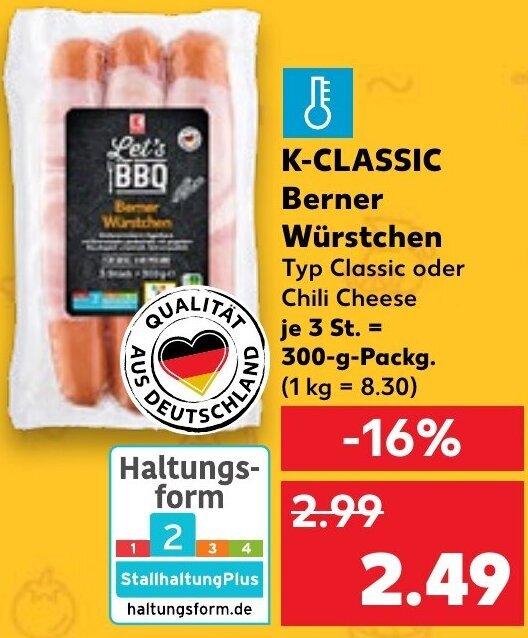 K Classic Berner Würstchen 300 g Packg Angebot bei Kaufland