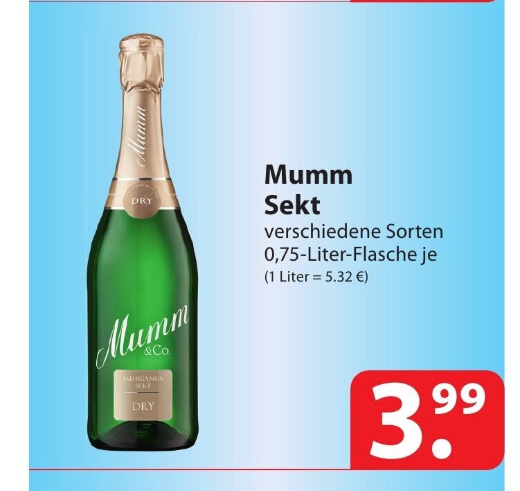 Mumm Sekt Verschiedene Sorten 0 75 Liter Flasche Je Angebot Bei Famila