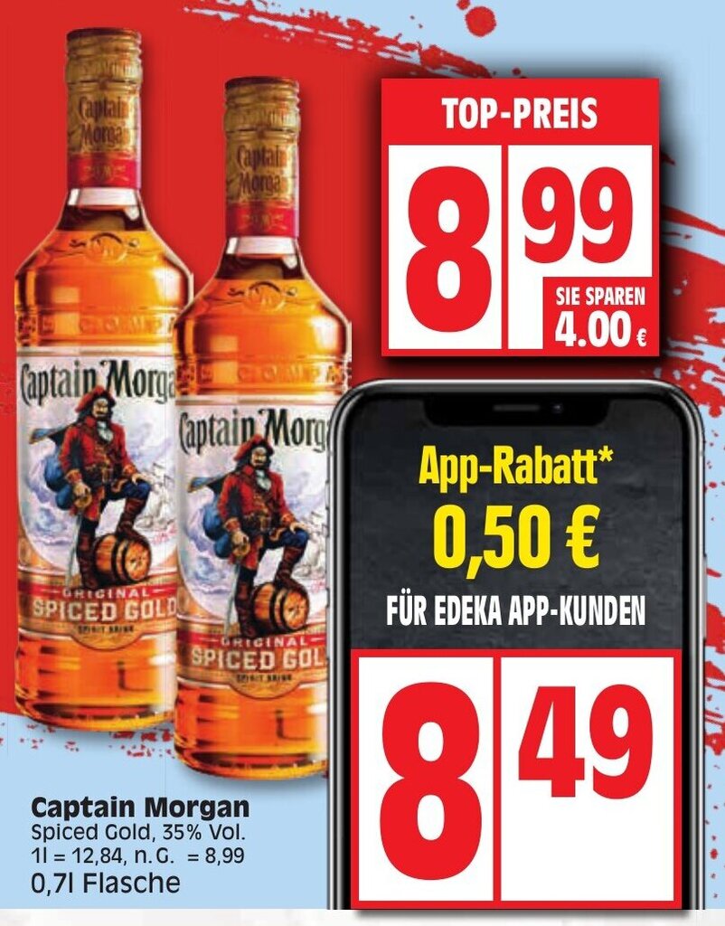 Captain Morgan Spiced Gold L Flasche Angebot Bei Edeka