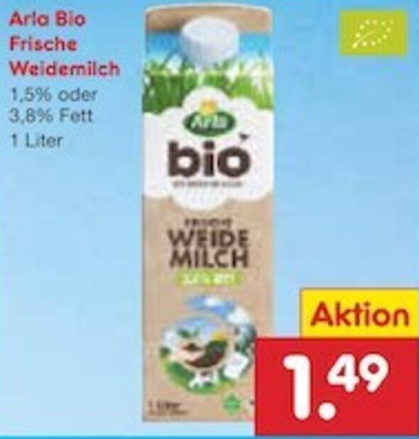 Arla Bio Frische Weidemilch 1 Liter Angebot Bei Netto Marken Discount