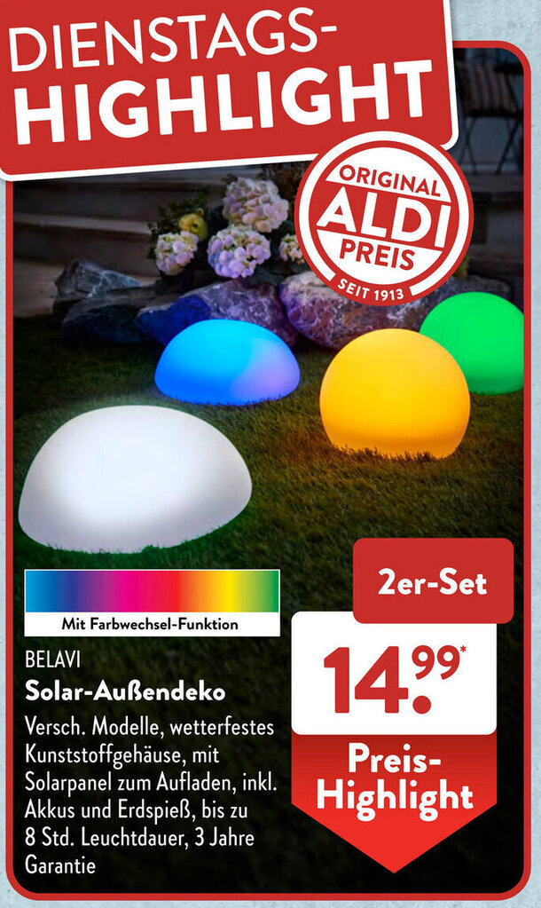 Belavi Solar Außendeko 2er Set Angebot bei Aldi Süd