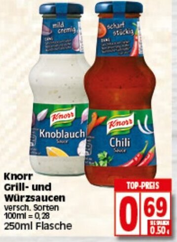 Knorr Grill und Würzsaucen 250ml Angebot bei Elli Markt