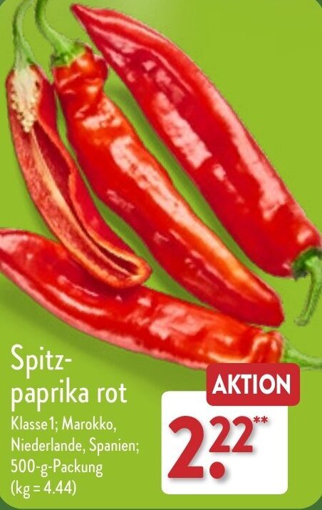 Spitzpaprika Rot G Packung Angebot Bei Aldi Nord