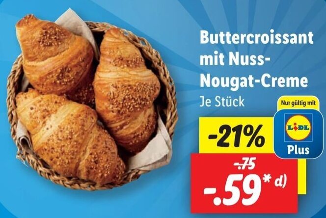 Buttercroissant Mit Nuss Nougat Creme Angebot Bei Lidl