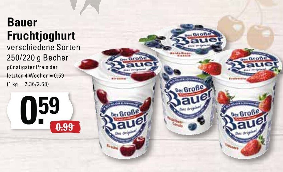 Bauer Fruchtjoghurt 250 220g Angebot Bei Edeka