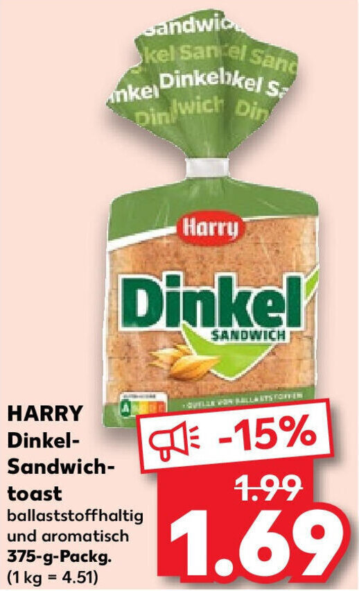 Harry Dinkel Sandwichtoast G Packg Angebot Bei Kaufland