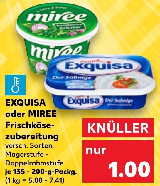 EXQUISA oder MIREE Frischkäse zubereitung 135 200 g Packg Angebot