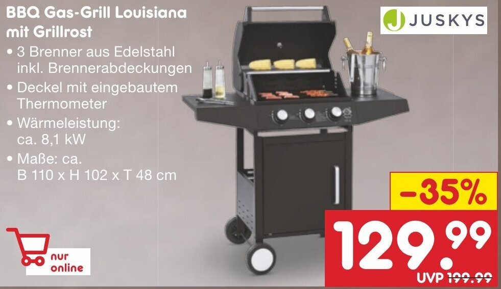 Juskys Bbq Gas Grill Louisiana Mit Grillrost Angebot Bei Netto Marken