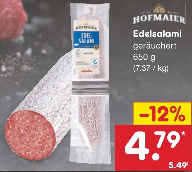 HOFMAIER Edelsalami 650 G Angebot Bei Netto Marken Discount