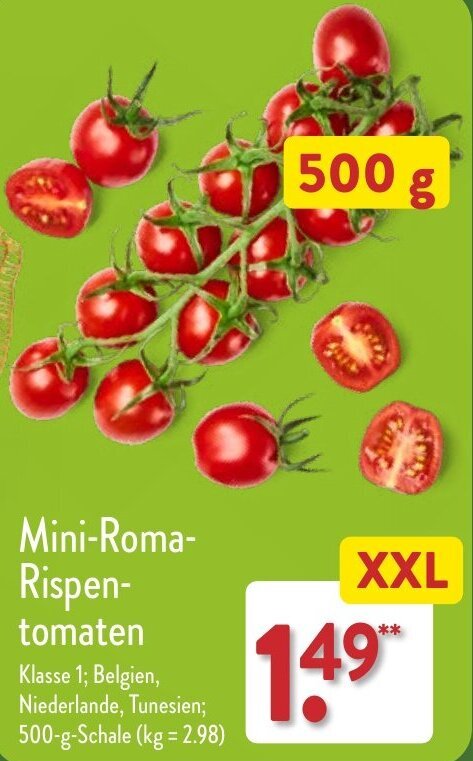 Mini Roma Rispentomaten G Schale Angebot Bei Aldi Nord