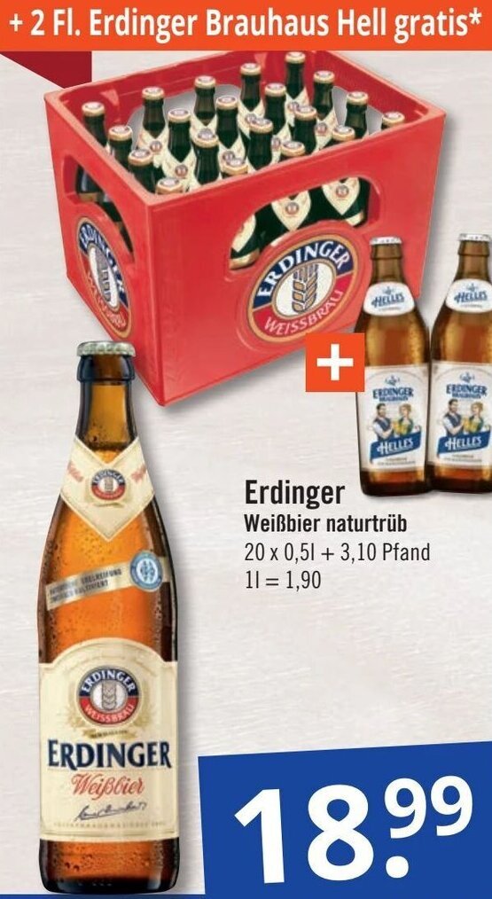 Erdinger Weißbier naturtrüb 20 x 0 5 L Angebot bei GetränkePartner