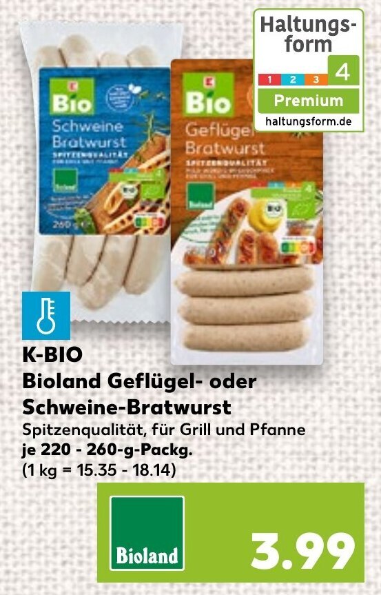 K Bio Bioland Gefl Gel Oder Schweine Bratwurst G Packg Angebot