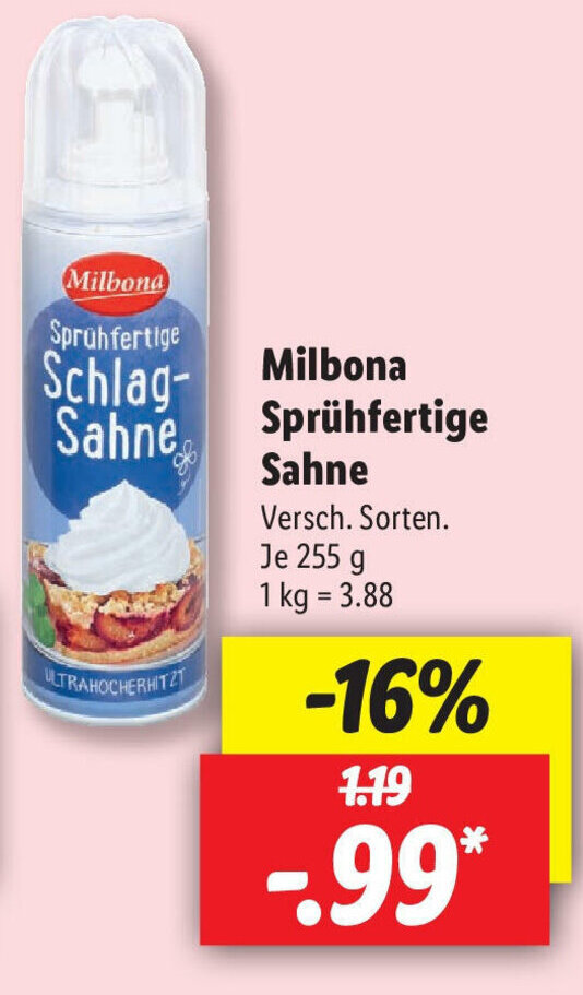 Milbona Spr Hfertige Sahne G Angebot Bei Lidl