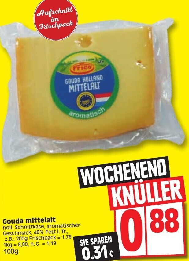 Gouda Mittelalt 100 G Angebot Bei Edeka