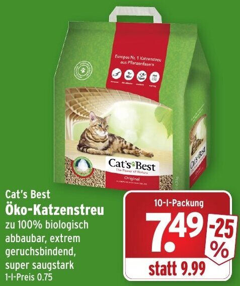 Cat s Best Öko Katzenstreu 10 L Packung Angebot bei Wasgau