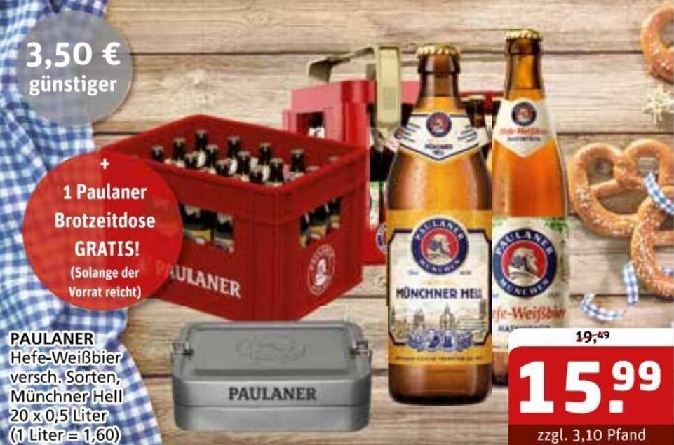 PAULANER Hefe Weißbier 20 x 0 5 Liter Angebot bei Getränke Quelle