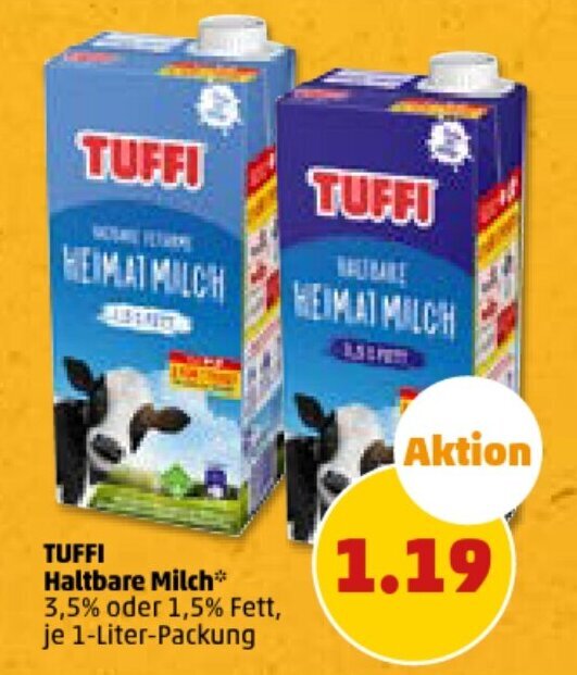 Tuffi Haltbare Milch Liter Packung Angebot Bei Penny