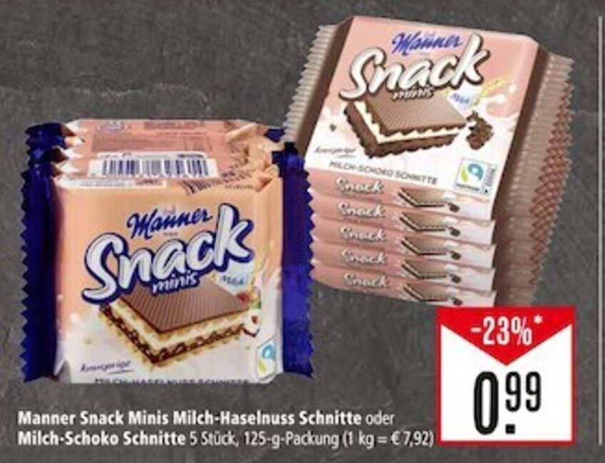 Manner Snack Minis Milch Haselnuss Schnitte Oder Milch Schoko Schnitte