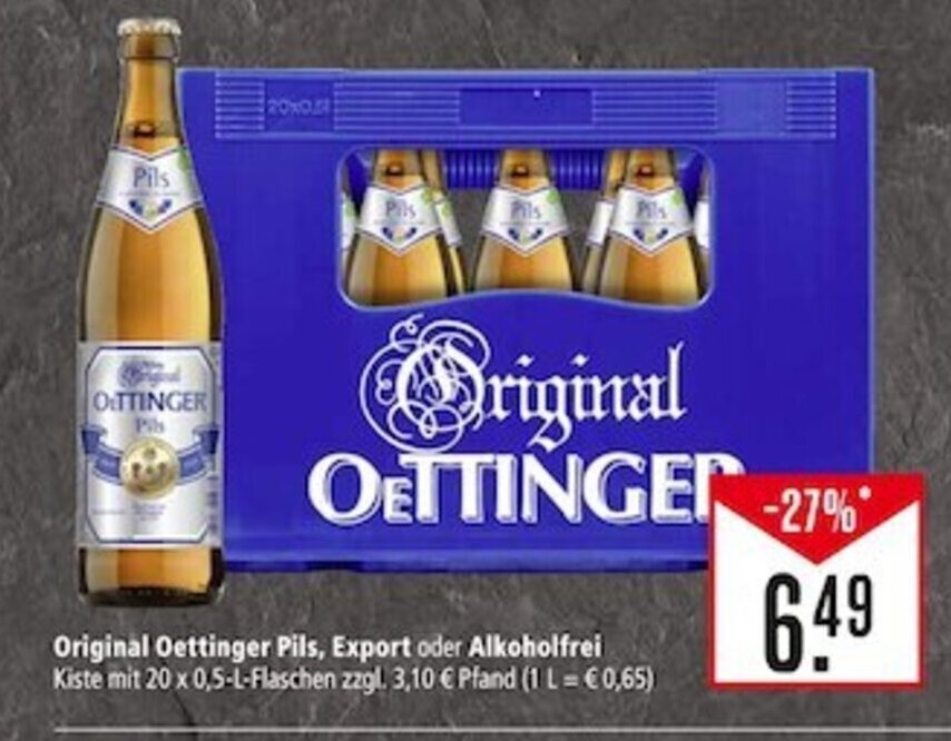 Original Oettinger Pils Export Oder Alkoholfrei Kiste Mit 20 X 0 5 L