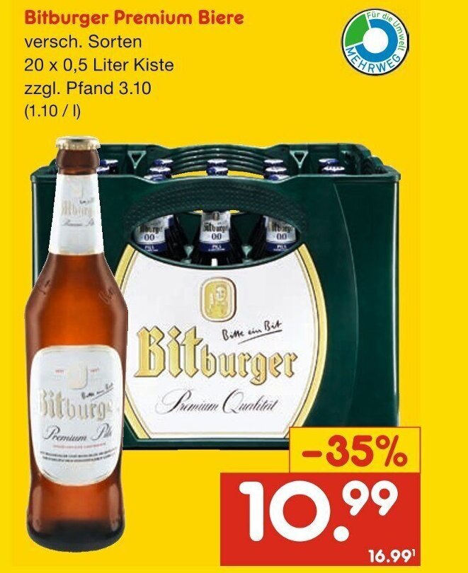 Bitburger Premium Biere Versch Sorten 20 X 0 5 Liter Kiste Angebot Bei