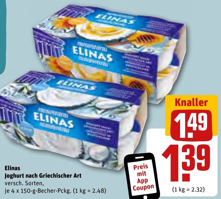 Elinas Joghurt Nach Griechischer Art X G Becher Angebot Bei Rewe