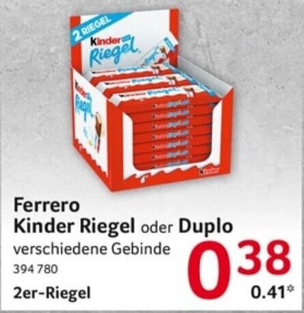 Ferrero Kinder Riegel Oder Duplo Er Riegel Angebot Bei Selgros