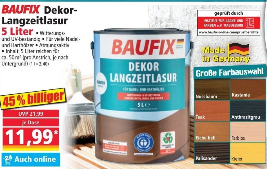 Baufix Dekor Langzeitlasur Liter Angebot Bei Norma