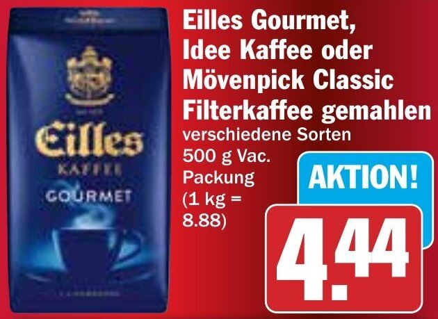 Eilles Gourmet Idee Kaffee oder Mövenpick Classic Filterkaffee