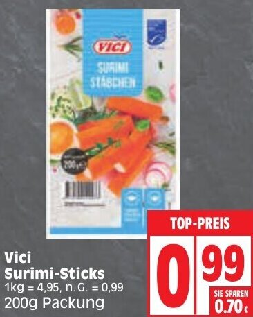 Vici Surimi Sticks 200g Packung Angebot Bei Edeka