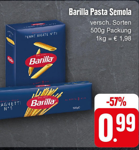 Barilla Pasta Semola G Packung Angebot Bei Edeka