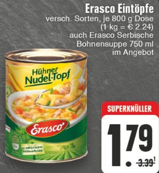 Erasco Eintöpfe 800 g Dose Angebot bei EDEKA Vogl