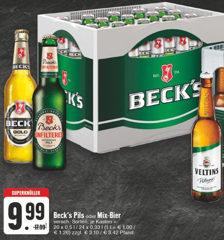 Beck S Pils Oder Mix Bier 20x0 5 L 24x0 33 L Angebot Bei EDEKA Vogl