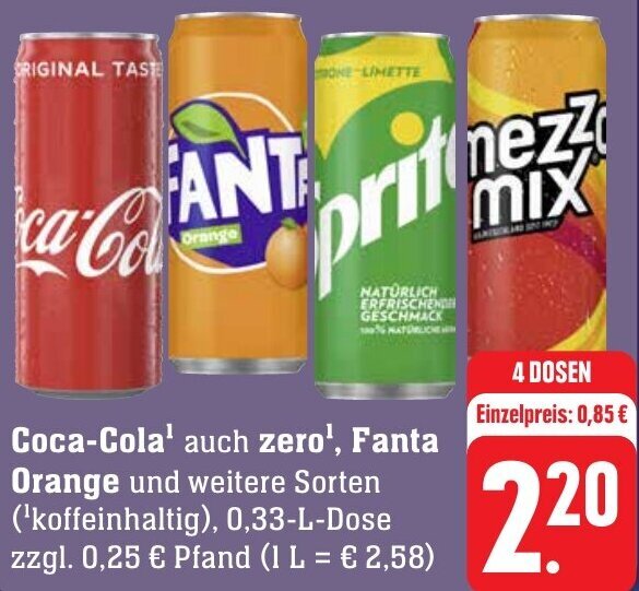 Coca Cola Auch Zero Fanta Orange L Dose Angebot Bei Gebauer S