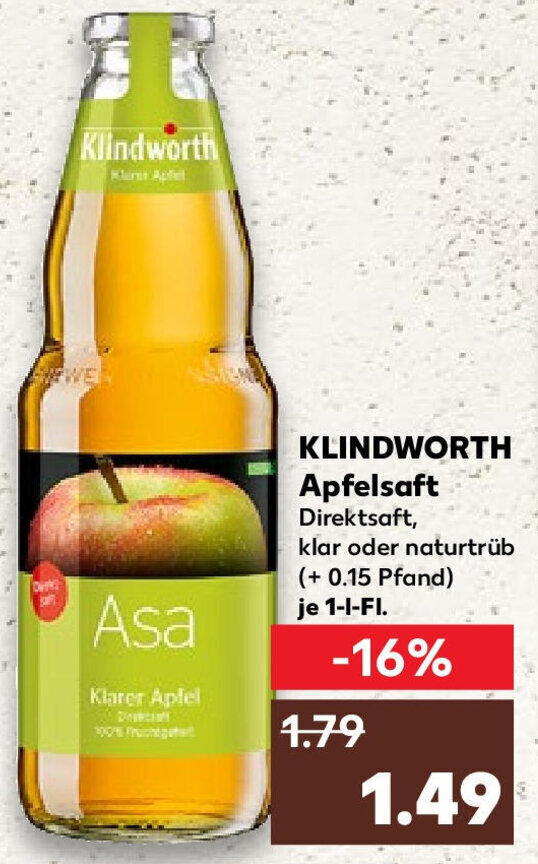 KLINDWORTH Apfelsaft 1 L Fl Angebot Bei Kaufland