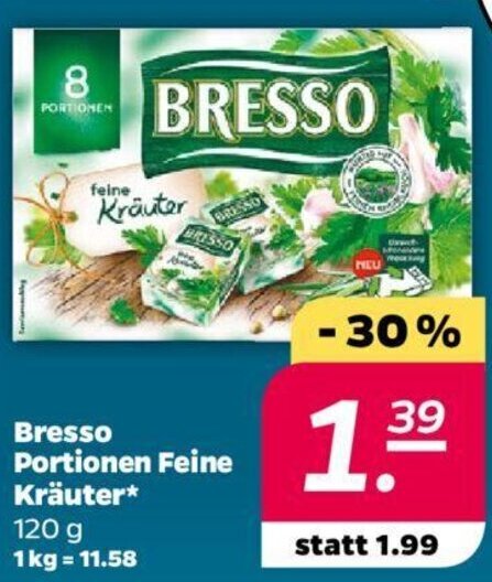 Bresso Portionen Feine Kräuter 120 g Angebot bei NETTO