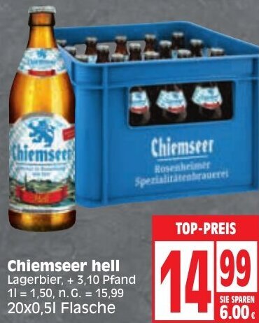 Chiemseer Hell 20x0 5 L Flasche Angebot Bei Elli Markt