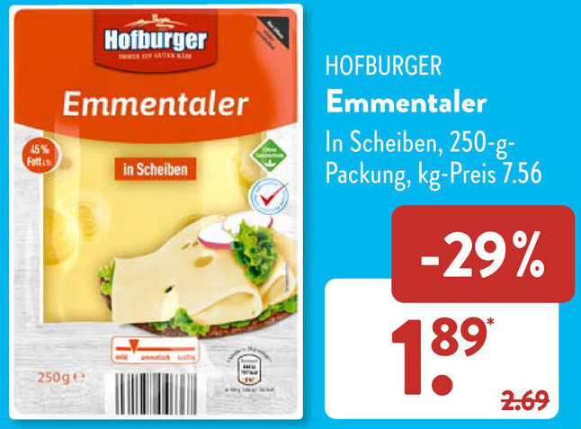 Hofburger Emmentaler G Packung Angebot Bei Aldi S D