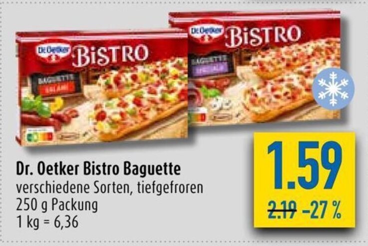 Dr Oetker Bistro Baguette Verschiedene Sorten Tiefgefroren 250 G