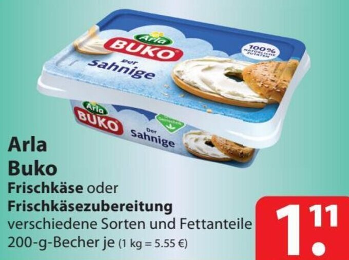 Arla Buko Frischk Se Oder Frischk Sezubereitung G Becher Angebot