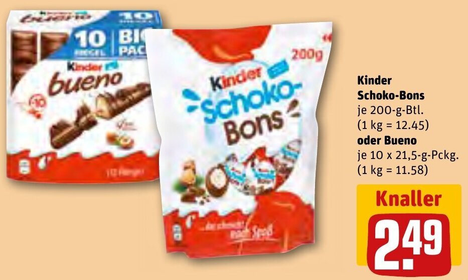 Kinder Schoko Bons 200 G Btl Oder Bueno 10 X 21 5 G Pckg Angebot Bei REWE