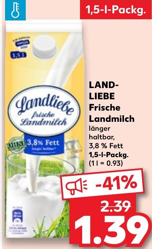 Landliebe Frische Landmilch L Packg Angebot Bei Kaufland