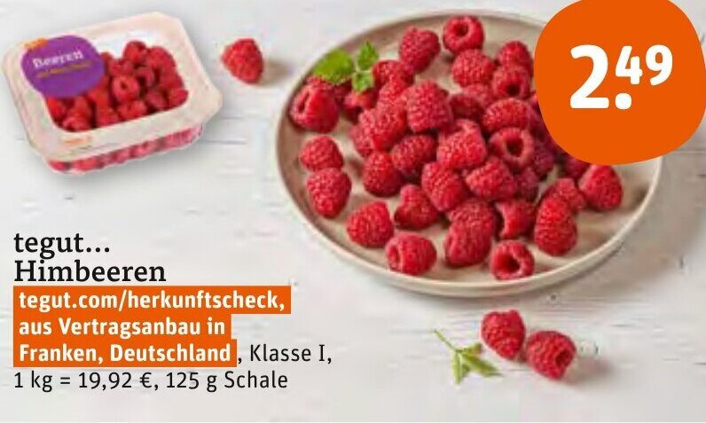 Tegut Himbeeren 125 G Schale Angebot Bei Tegut