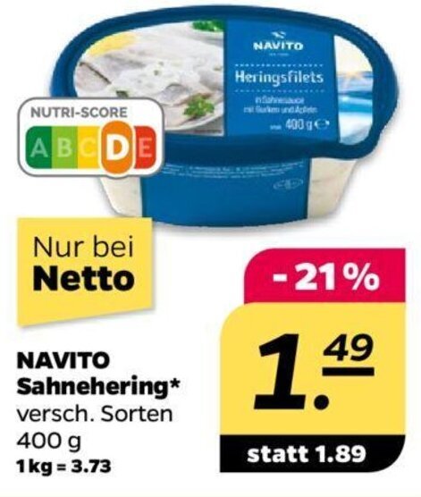 NAVITO Sahnehering Versch Sorten 400 G Angebot Bei NETTO