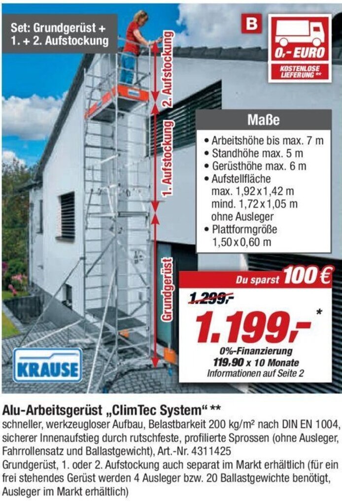 KRAUSE Alu Arbeitsgerüst ClimTec System Angebot bei toom Baumarkt