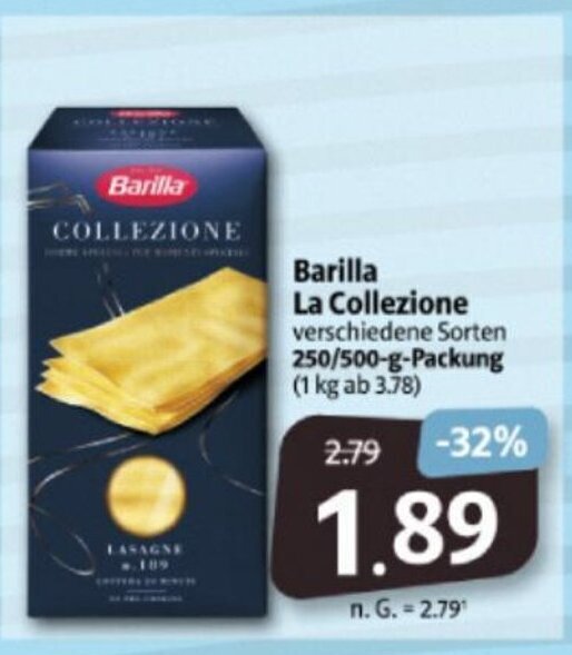 Barilla La Collezione Verschiedene Sorten 250 500 G Packung Angebot Bei