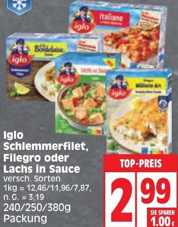 Iglo Schlemmerfilet Filegro Oder Lachs In Sauce G Packung