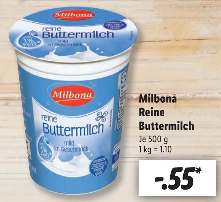 Milbona Reine Buttermilch 500 G Angebot Bei Lidl