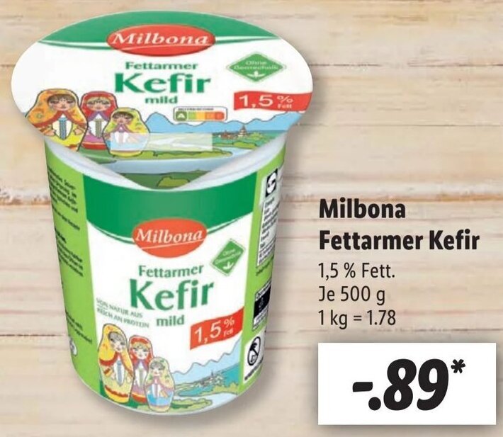 Milbona Fettarmer Kefir 500 G Angebot Bei Lidl