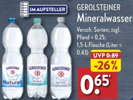 GEROLSTEINER Mineralwasser 1 5 L Flasche Angebot Bei Aldi Nord